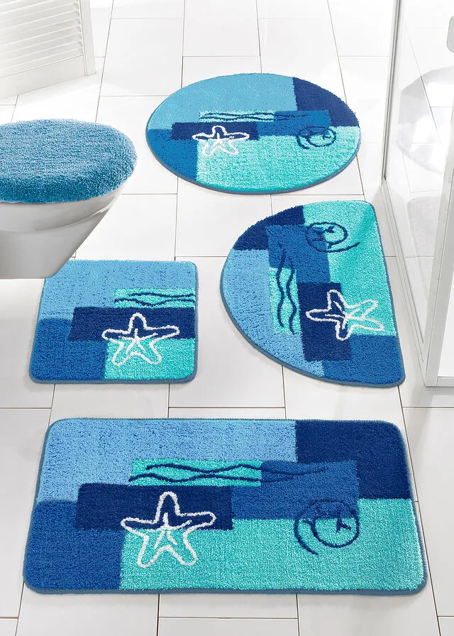 Alfombra de baño con motivos marítimos Azul