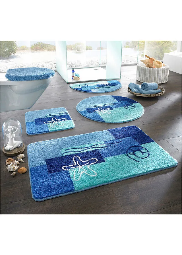 Alfombra de baño con motivos marítimos Azul