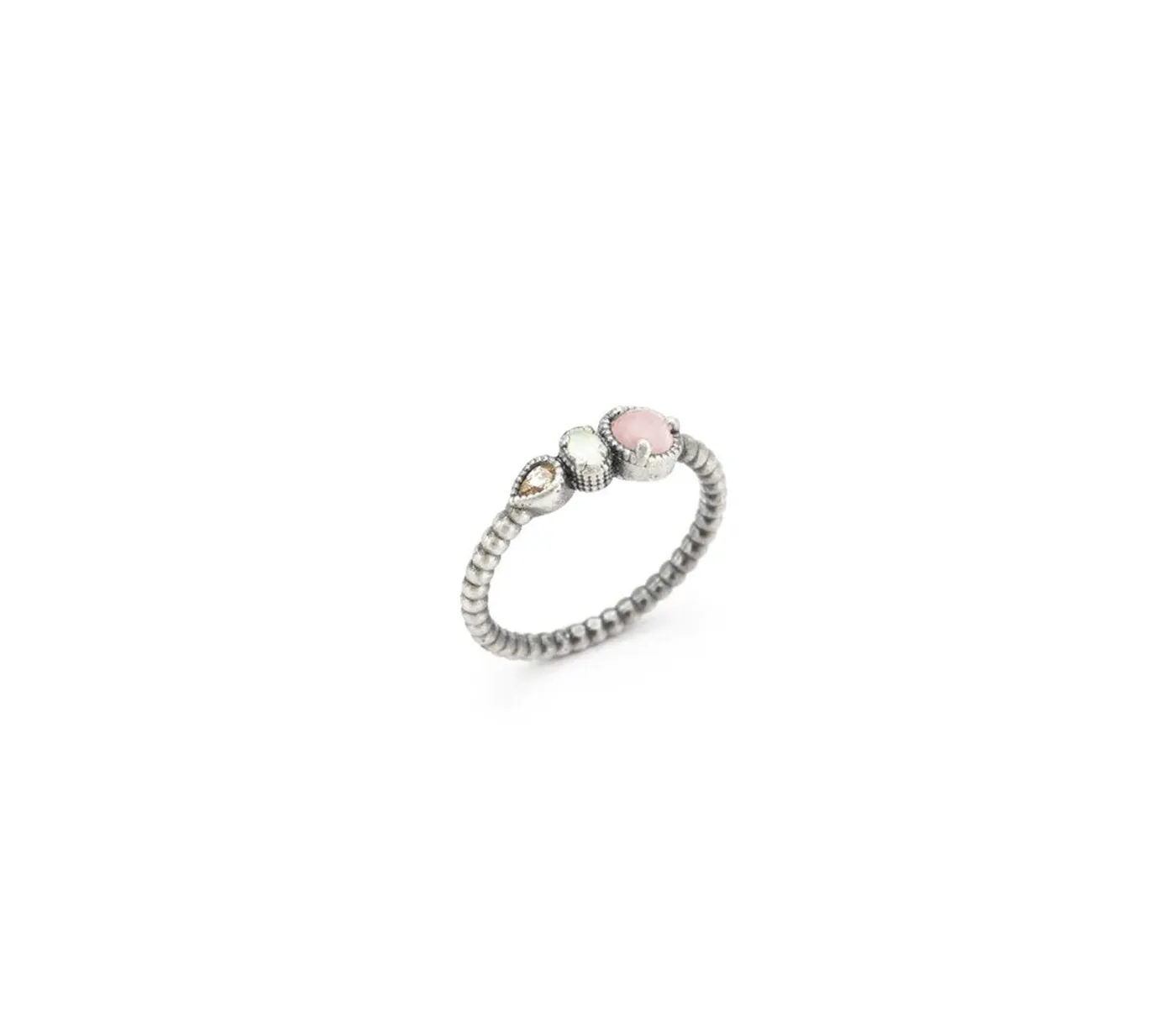 Anillo Raive Ojo Gato Rosa, Calcedonia y Circonitas 15407