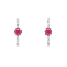 Aretes CELLINI - Oro 18k blanco - rubies 0.24ct