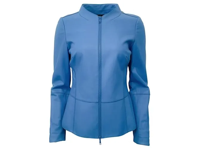 Autre Marque Chaqueta de cuero azul Lafayette 148 New York 