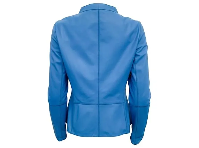 Autre Marque Chaqueta de cuero azul Lafayette 148 New York 