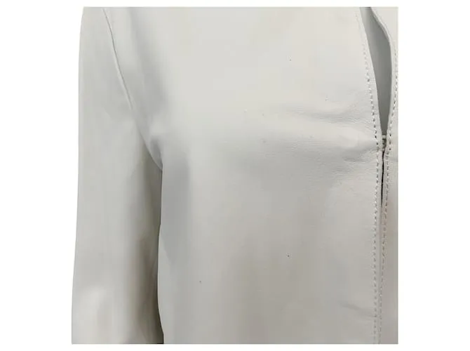 Autre Marque Chaqueta de cuero con ojales blanca / negra de Shari's Place Crudo 