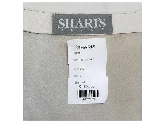 Autre Marque Chaqueta de cuero con ojales blanca / negra de Shari's Place Crudo 