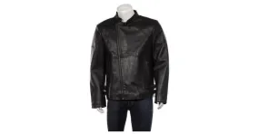 Autre Marque Chaqueta de cuero negra ajustada con cremallera para motociclista de doble botonadura WRANGLER Negro 