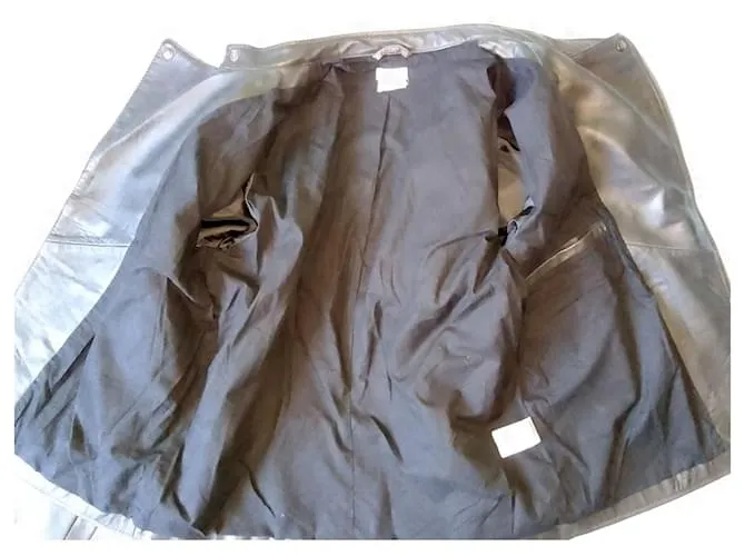 Autre Marque Chaqueta de cuero negra ajustada con cremallera para motociclista de doble botonadura WRANGLER Negro 