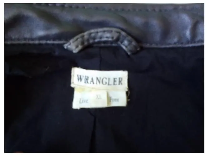 Autre Marque Chaqueta de cuero negra ajustada con cremallera para motociclista de doble botonadura WRANGLER Negro 