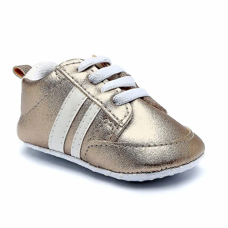 Baby Shoes Newborn Boys Sneaker Girls Two Striped First Walkers Kids Toddlers Lace Up Pu Leather Soft Soles Sneakers 0-18 Months