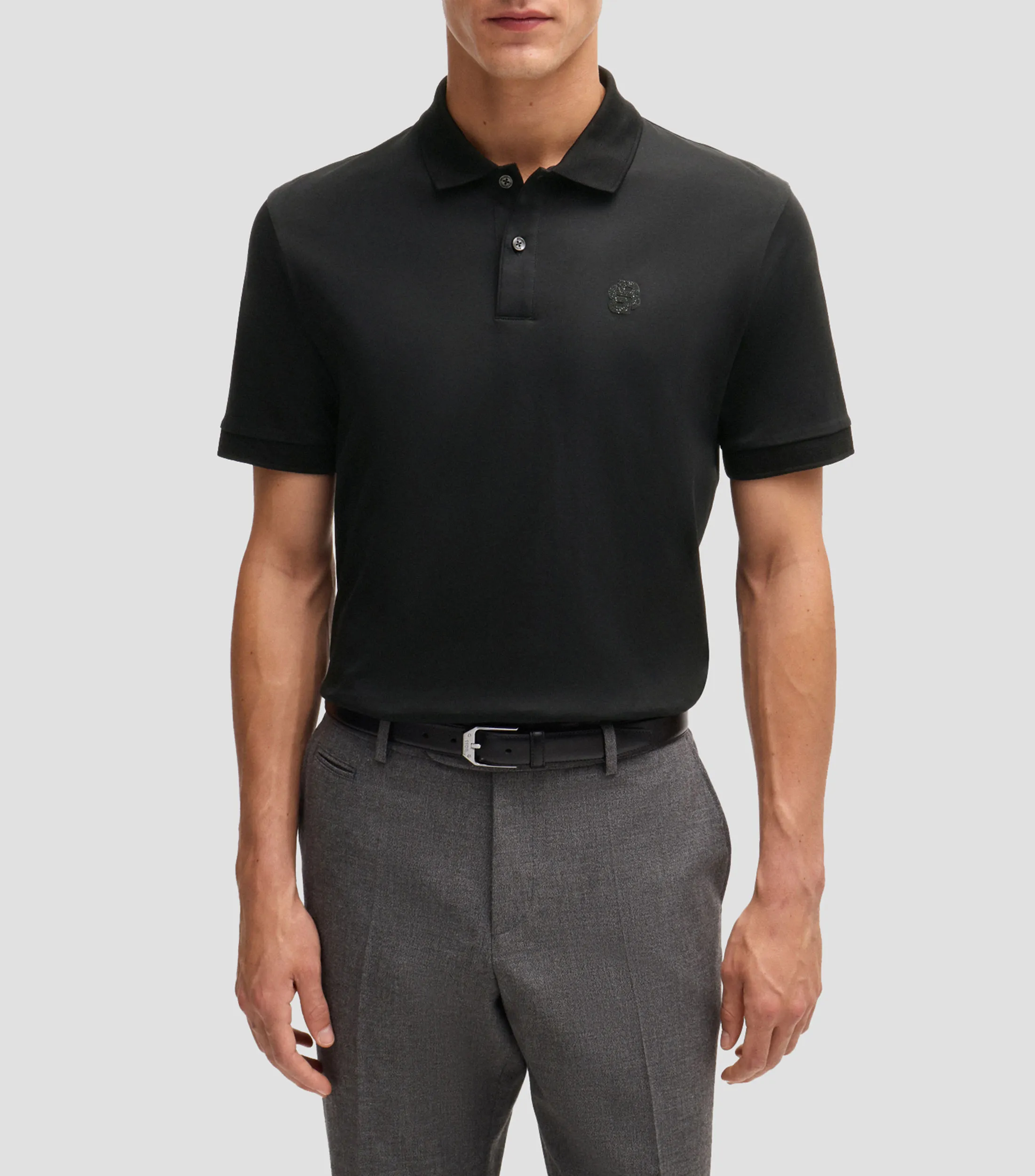 Boss Playera tipo Polo de algodón mercerizado con monograma Double B Hombre