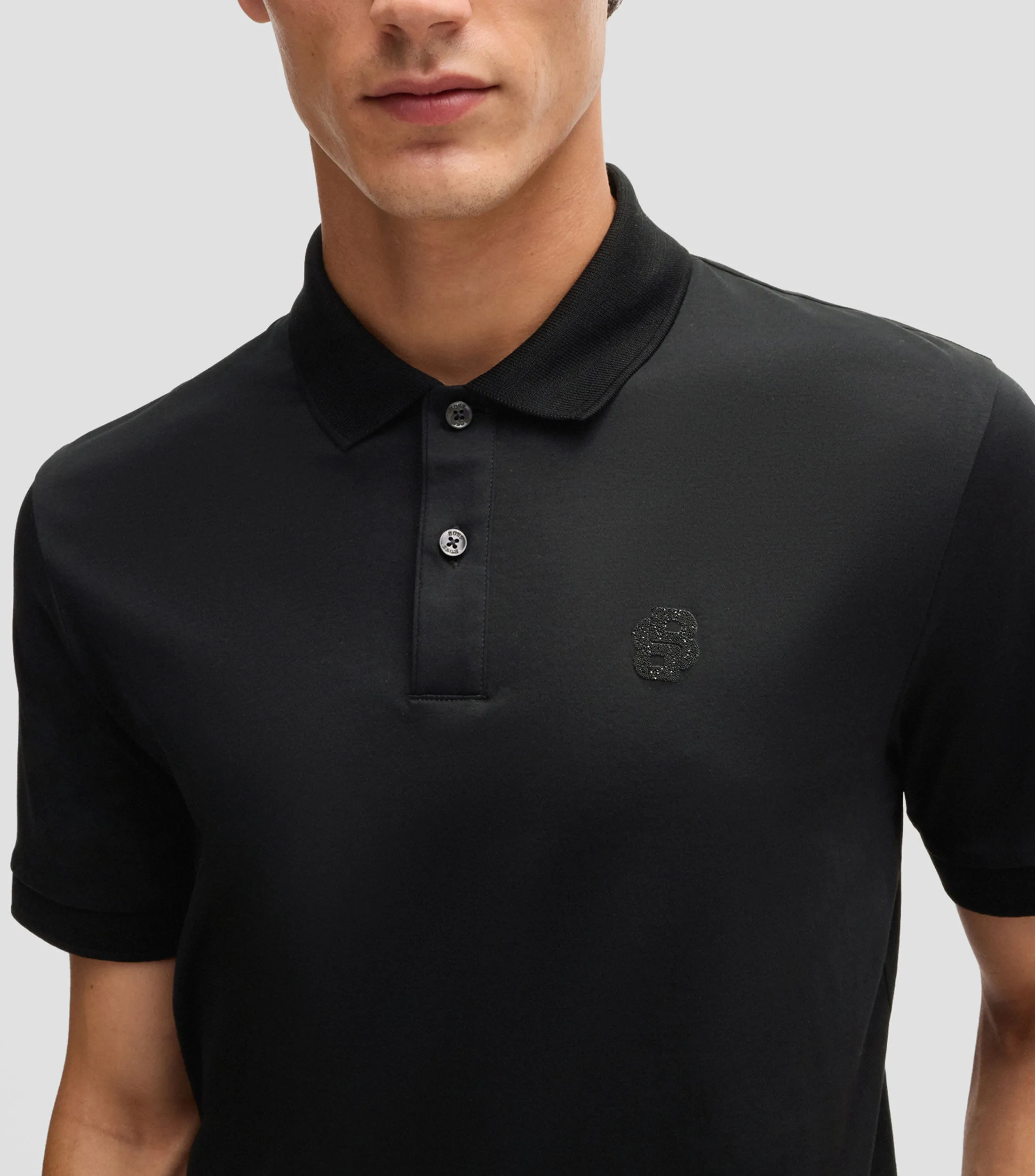 Boss Playera tipo Polo de algodón mercerizado con monograma Double B Hombre