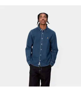 Camisa CARHARTT WIP L/s Weldon - Blue stone washed