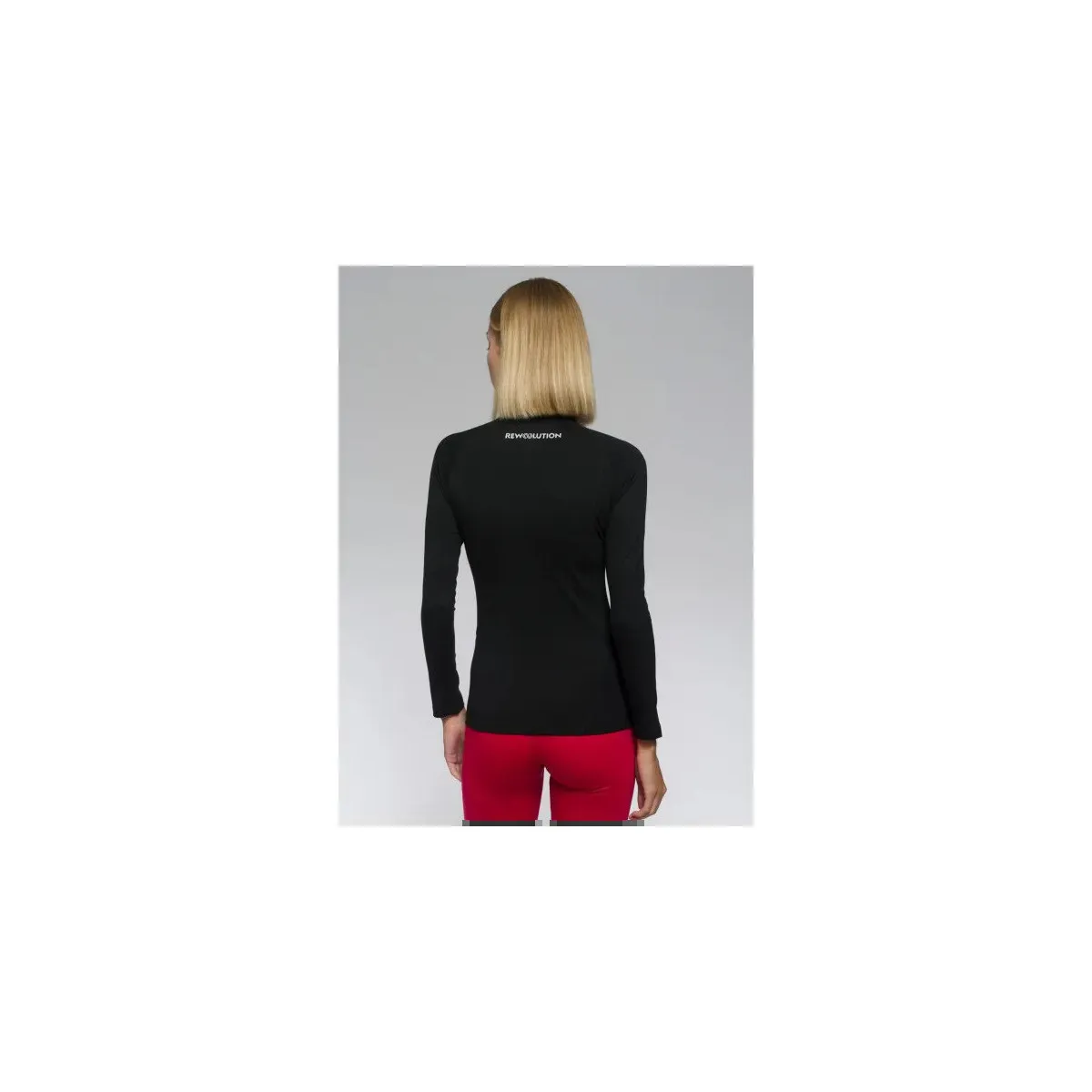 Camiseta LS Half Zip Mujer - Negro