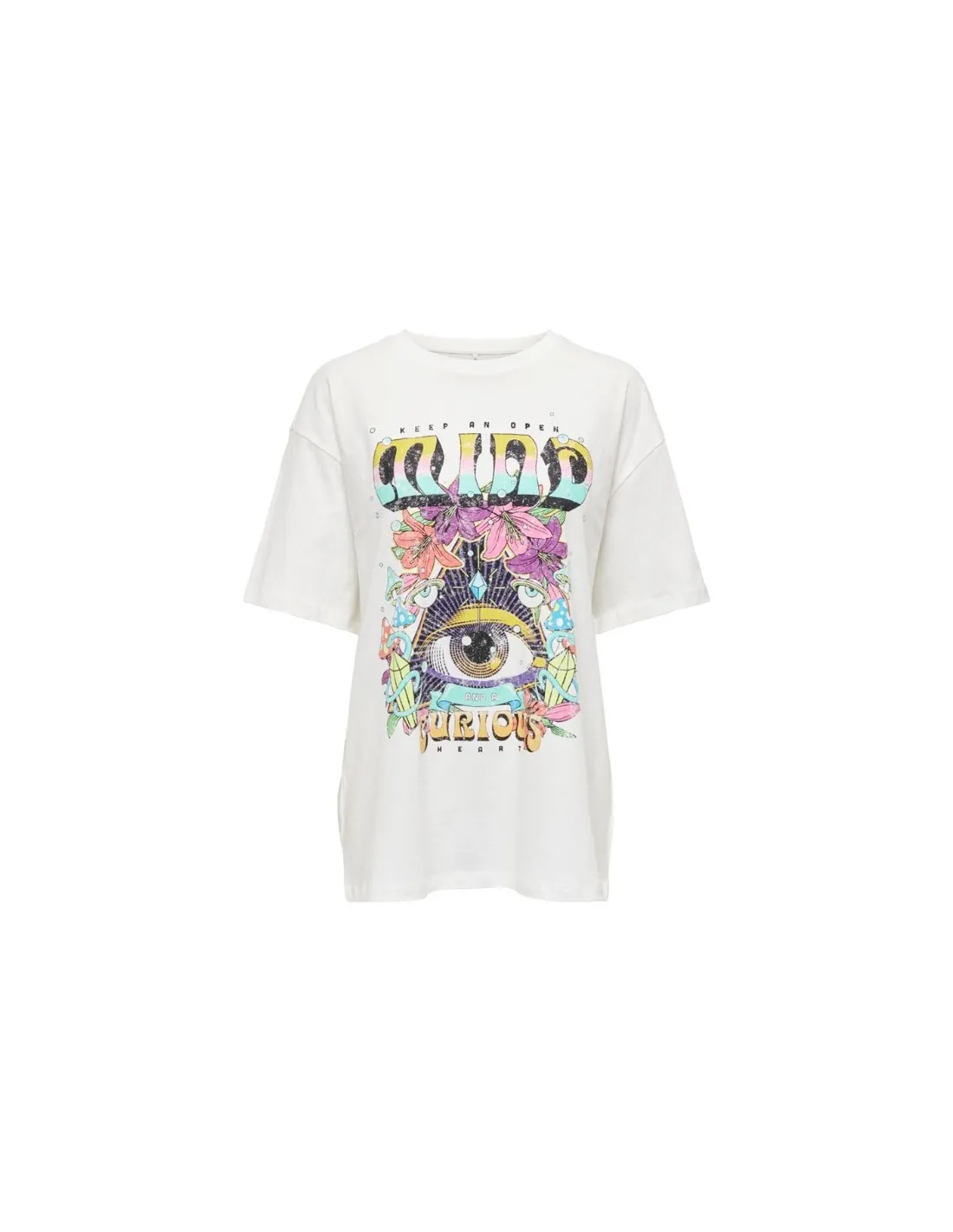 Camiseta oversized de manga corta Rainbow de Only