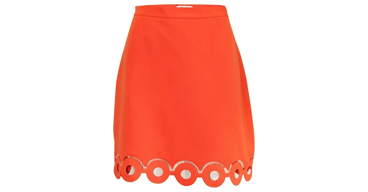 Carven Falda naranja con adornos de corte láser 