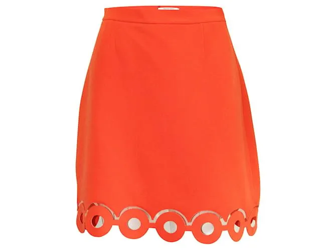 Carven Falda naranja con adornos de corte láser 