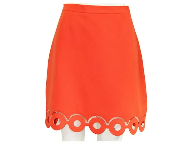 Carven Falda naranja con adornos de corte láser 