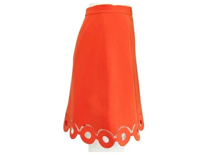 Carven Falda naranja con adornos de corte láser 