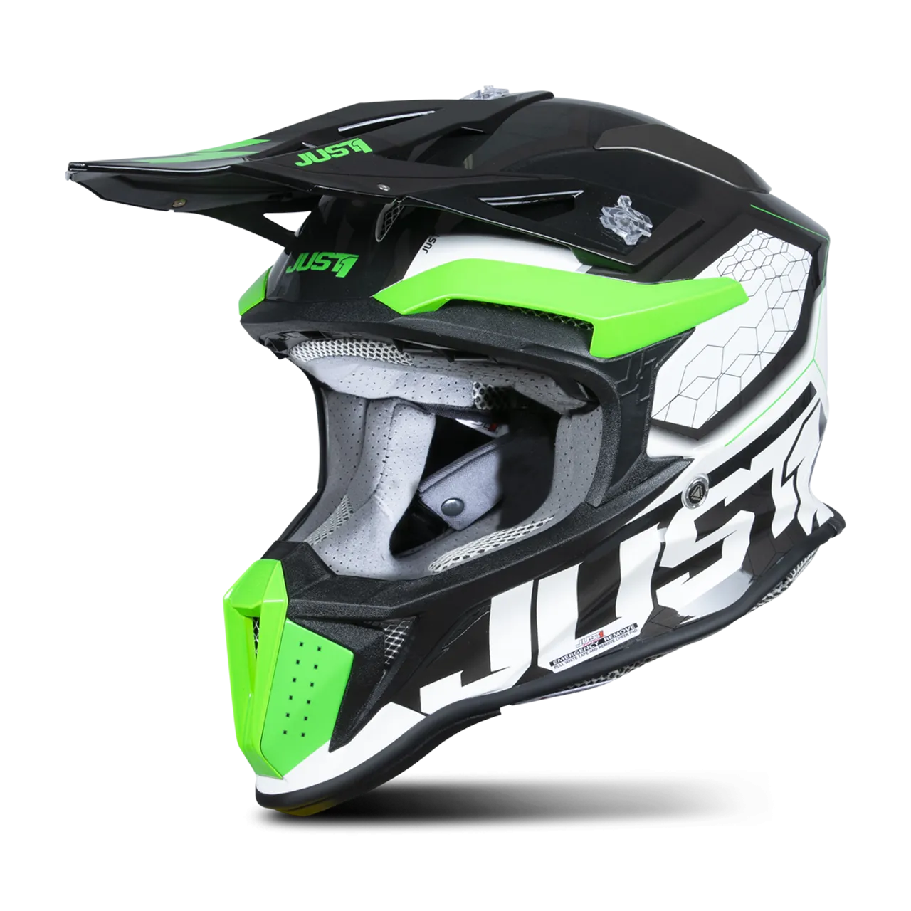 Casco de Cross Just1 J18 F Hexa Verde Fluo-Blanco-Titanio