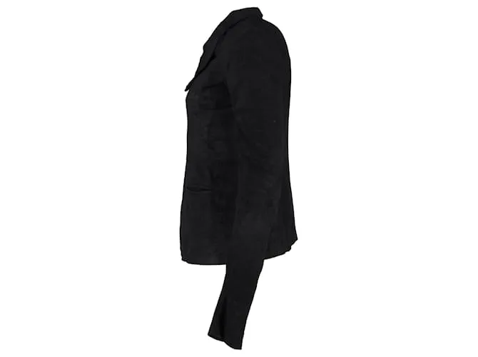 Chaqueta Biker Rick Owens con botones asegurados en cuero negro 