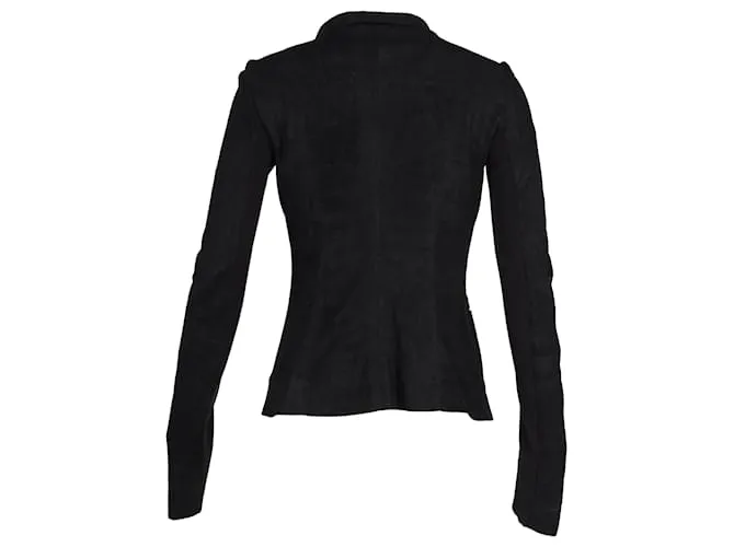 Chaqueta Biker Rick Owens con botones asegurados en cuero negro 