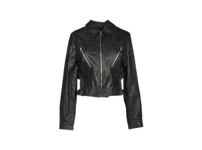 Chaqueta De Cuero Alexander McQueen, Tamaño IT 38 Negro 