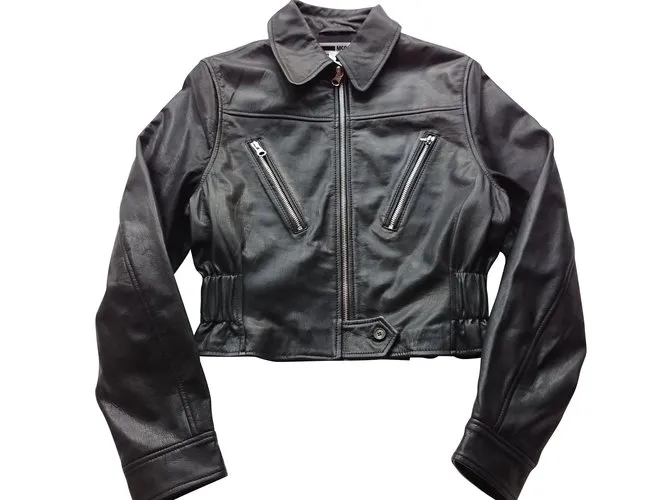 Chaqueta De Cuero Alexander McQueen, Tamaño IT 38 Negro 