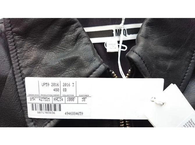 Chaqueta De Cuero Alexander McQueen, Tamaño IT 38 Negro 