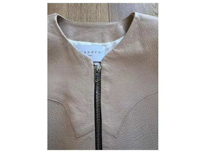 Chaqueta de cuero Sandro Beige 