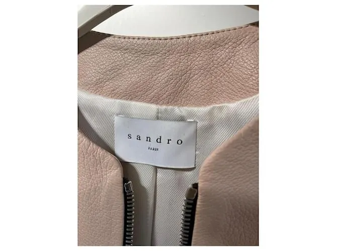 Chaqueta de cuero Sandro Beige 