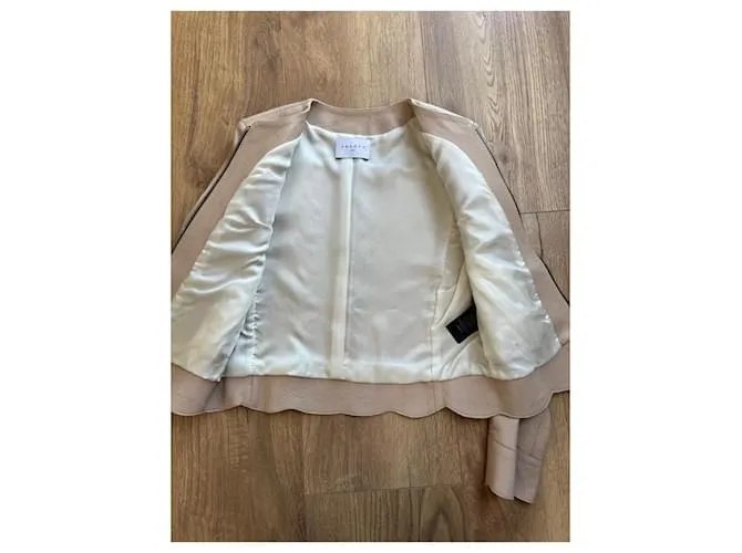 Chaqueta de cuero Sandro Beige 