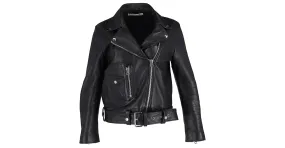 Chaqueta de motorista con cremallera Acne Studios en cuero negro 