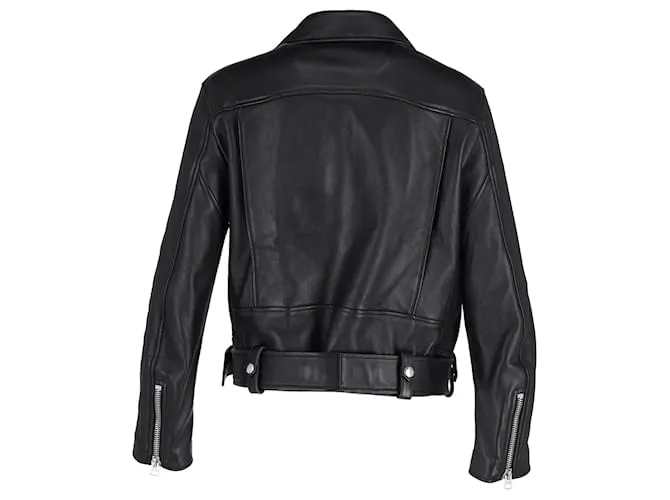 Chaqueta de motorista con cremallera Acne Studios en cuero negro 