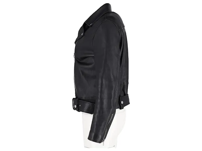 Chaqueta de motorista con cremallera Acne Studios en cuero negro 