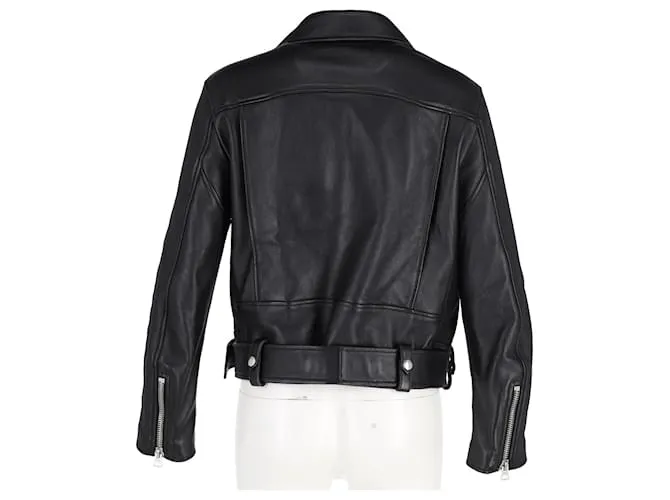 Chaqueta de motorista con cremallera Acne Studios en cuero negro 