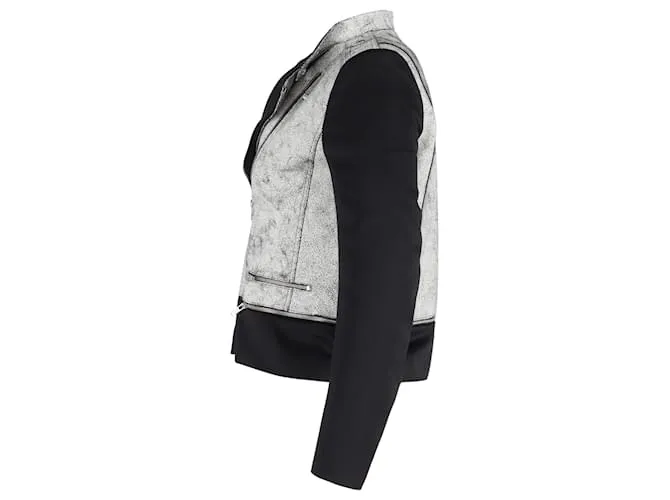 Chaqueta motera Sandro de cuero gris 