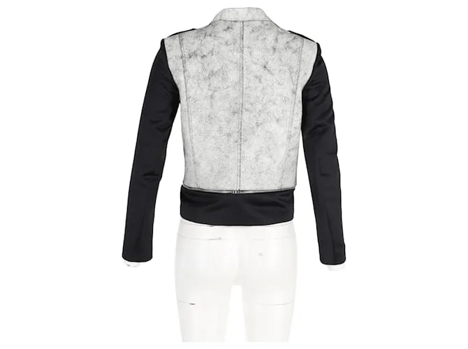 Chaqueta motera Sandro de cuero gris 