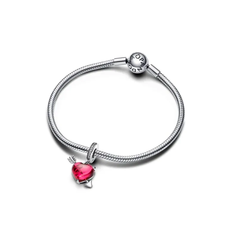 Charm Pandora Colgante de Cristal de Murano Corazón Rojo y Flecha 793085C01