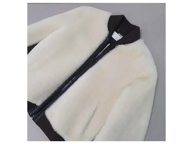 Chloé Chaqueta de cuero de shearling Chloe talla 38 Beige 