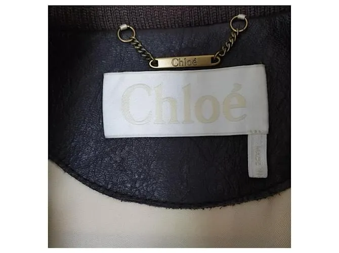 Chloé Chaqueta de cuero de shearling Chloe talla 38 Beige 