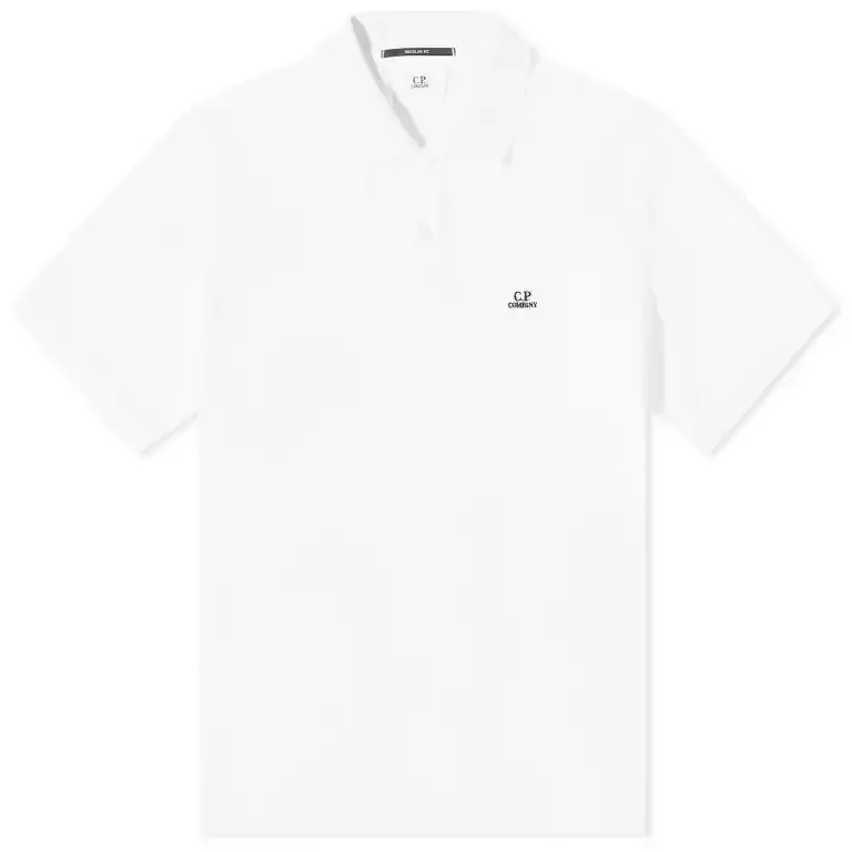 C.P. COMPANY PATCH LOGO POLO GAUZE WHITE