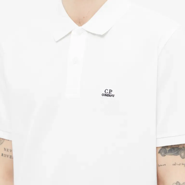 C.P. COMPANY PATCH LOGO POLO GAUZE WHITE