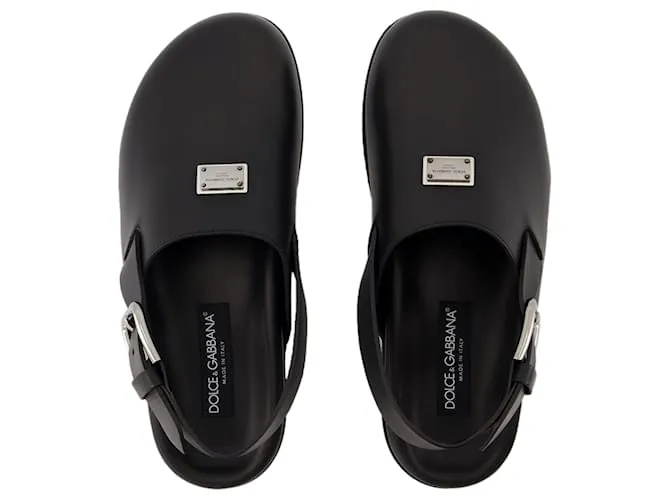 Dolce & Gabbana Sandalias Logo-Plaque - Dolce&Gabbana - Cuero - Negro 