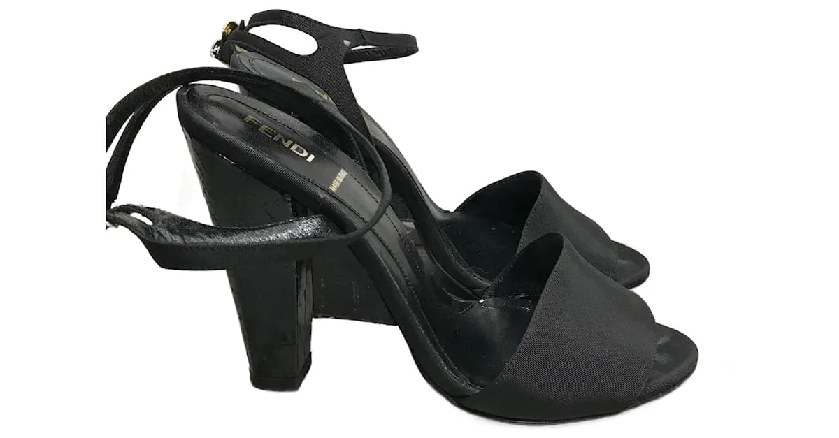 FENDI Sandalias T.UE 38 paño Negro 