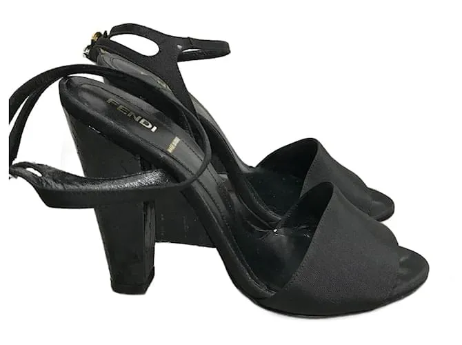 FENDI Sandalias T.UE 38 paño Negro 