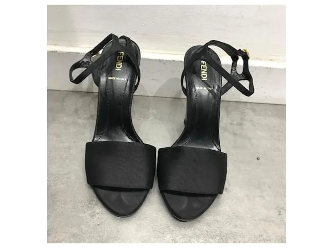 FENDI Sandalias T.UE 38 paño Negro 