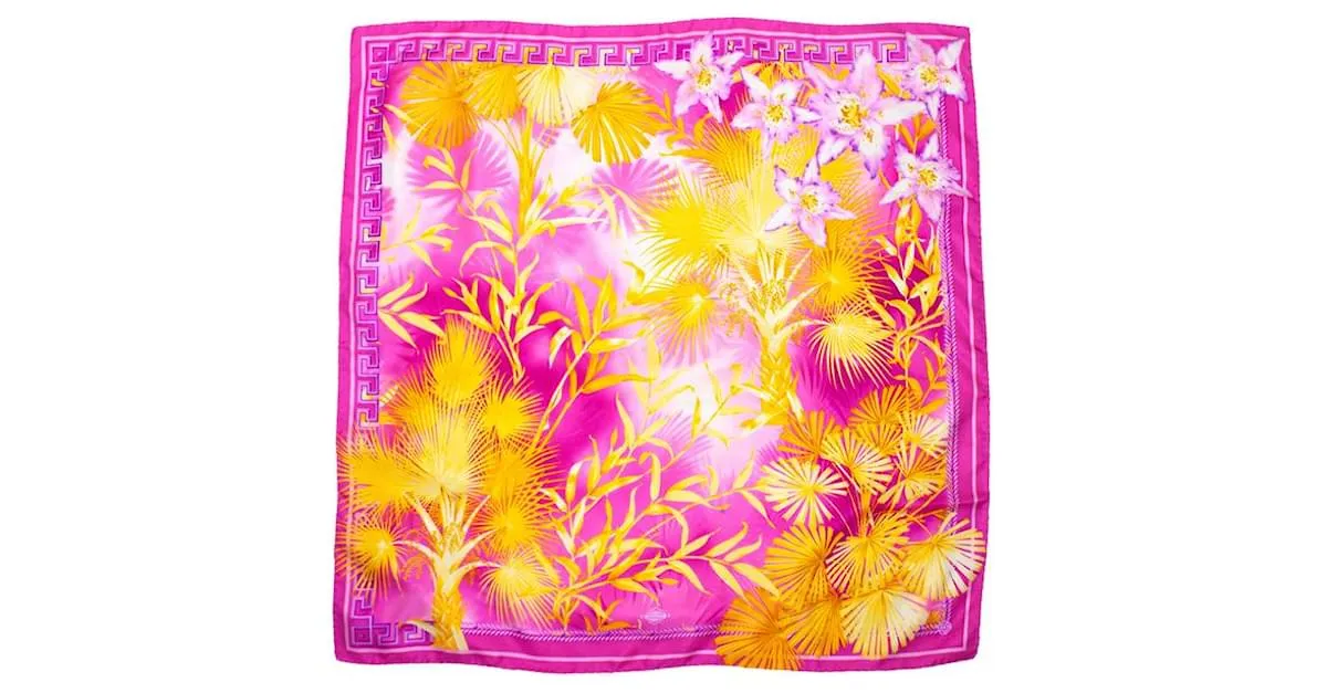 Gianni Versace taller versace, Pañuelo rosa con estampado de jungla Multicolor 