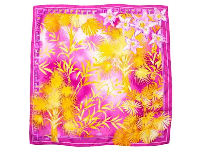 Gianni Versace taller versace, Pañuelo rosa con estampado de jungla Multicolor 