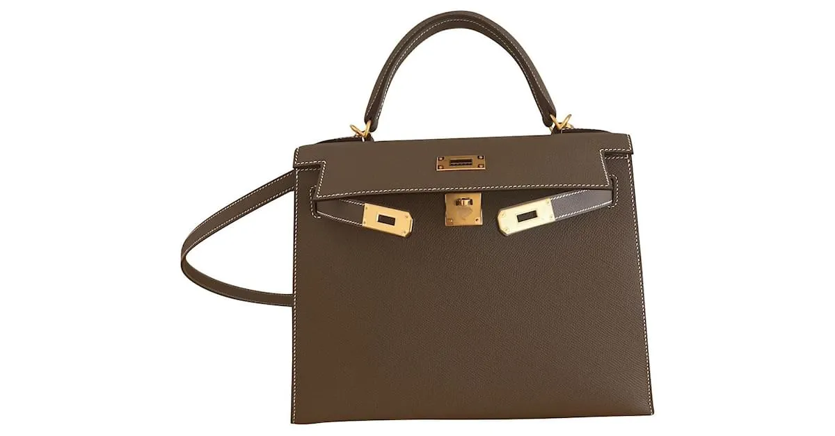 Hermès Kelly 28 scellier epsom etoupe Beige Gris 