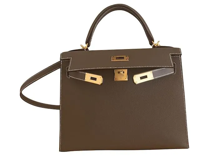 Hermès Kelly 28 scellier epsom etoupe Beige Gris 