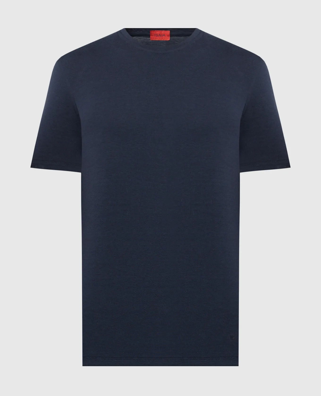 ISAIA Blue silk t-shirt with logo emblem embroidery